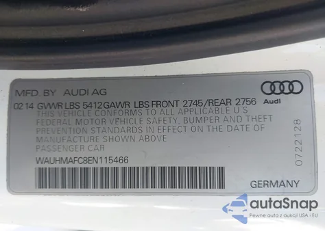 2014 Audi A6 3.0 Tdi Premium Plus из США, поврежденный, VIN WAUHMAFC8EN115466